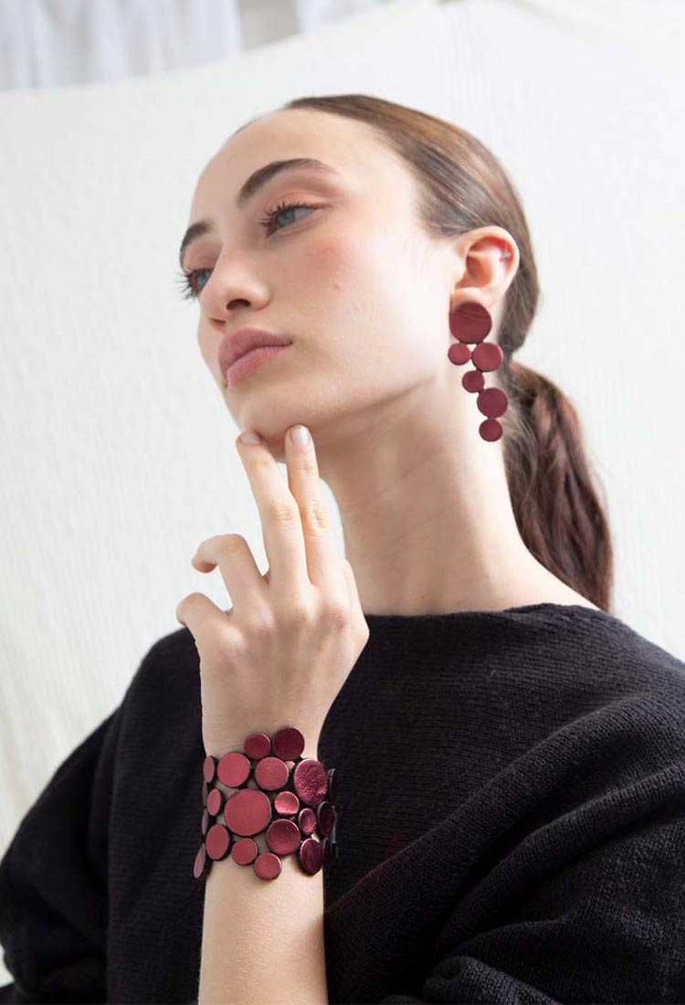 Abstraction Earrings Large - Burgundy