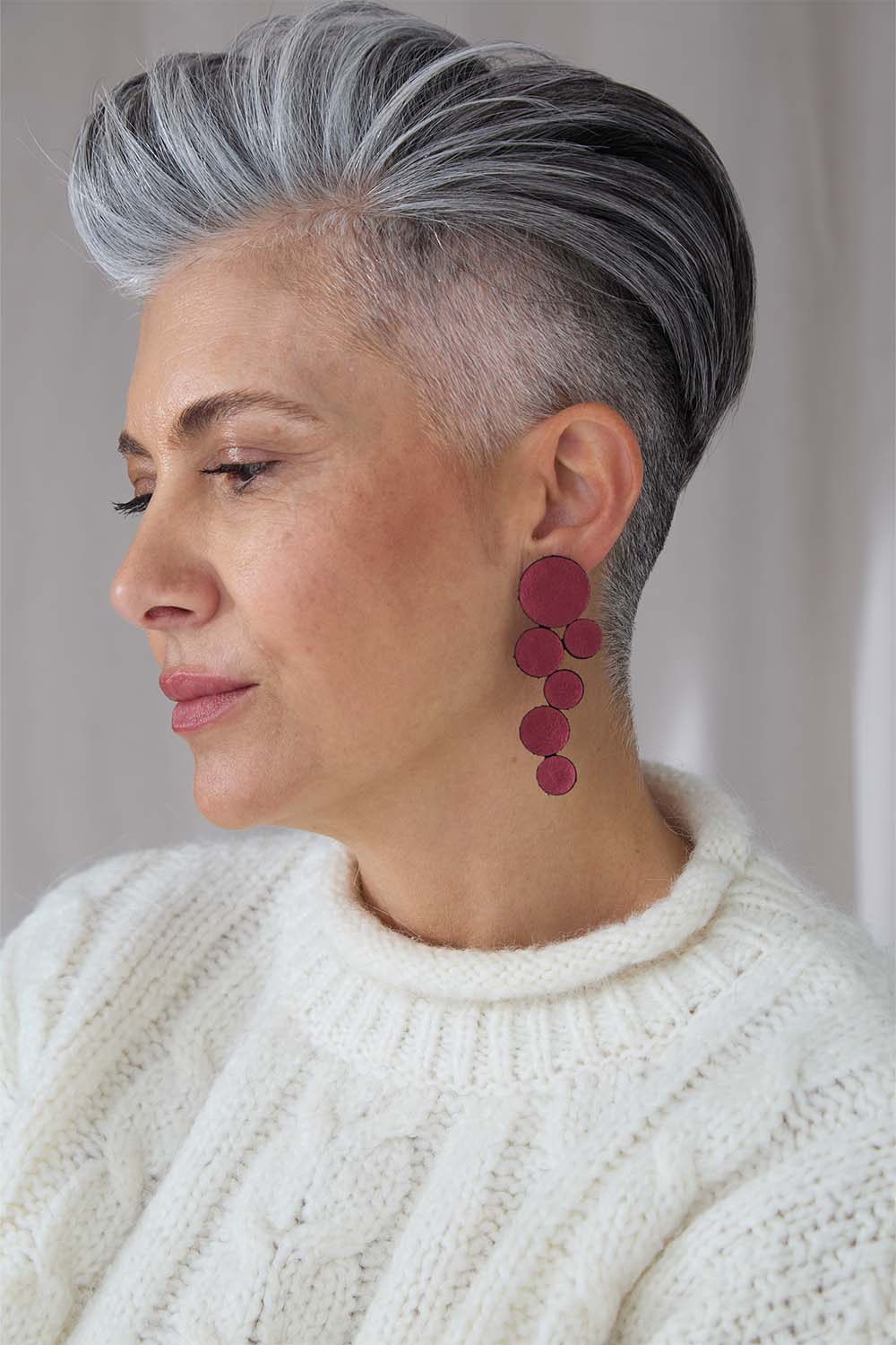 Abstraction Earrings Large - Burgundy