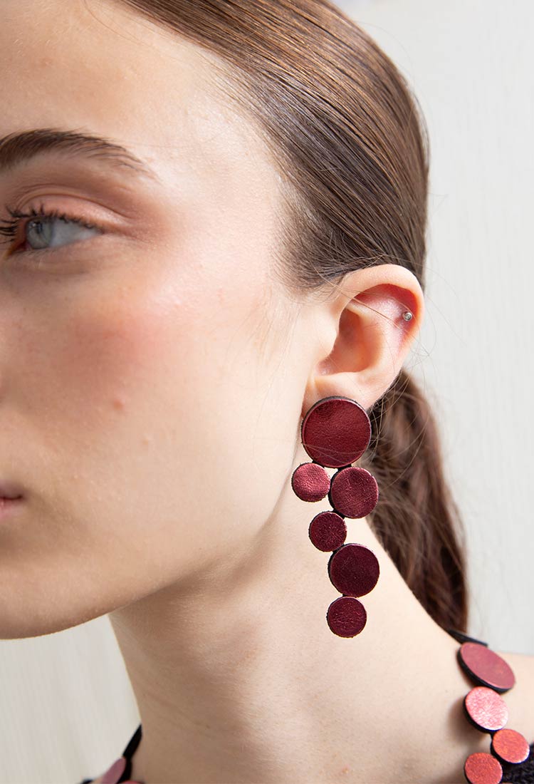 Abstraction Earrings Large - Burgundy