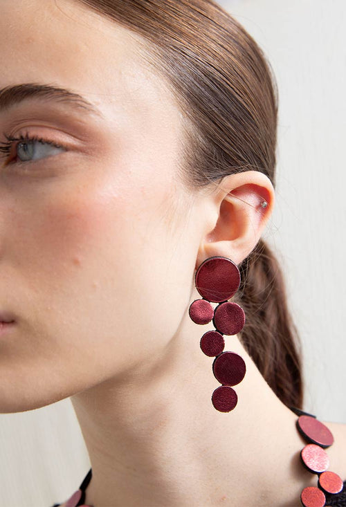 Abstraction Earrings Large - Burgundy