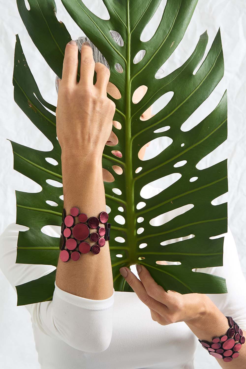 Abstraction Bracelet Asymmetric  - Burgundy