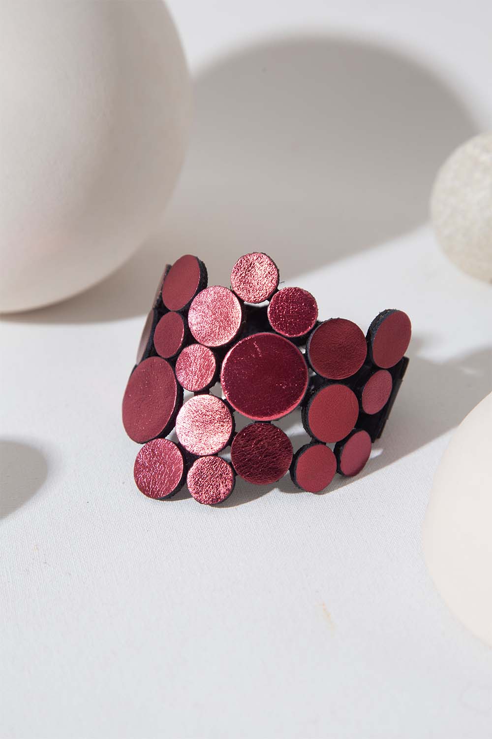 Abstraction Bracelet Asymmetric  - Burgundy