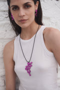 Collar Colgante Abstraction - Cuero Fuchsia Metálico