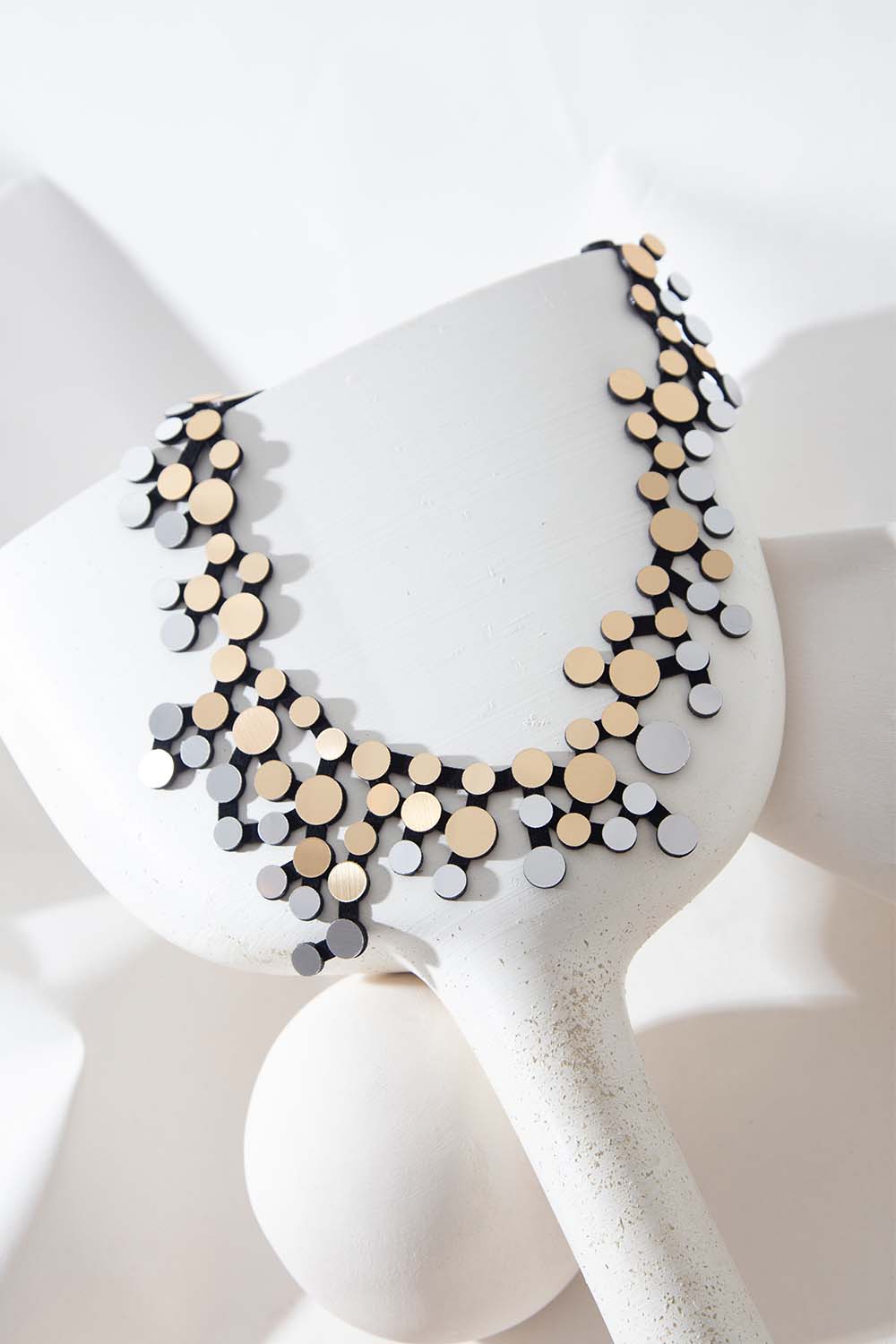 Abstraction Bib Necklace - Silver/Gold