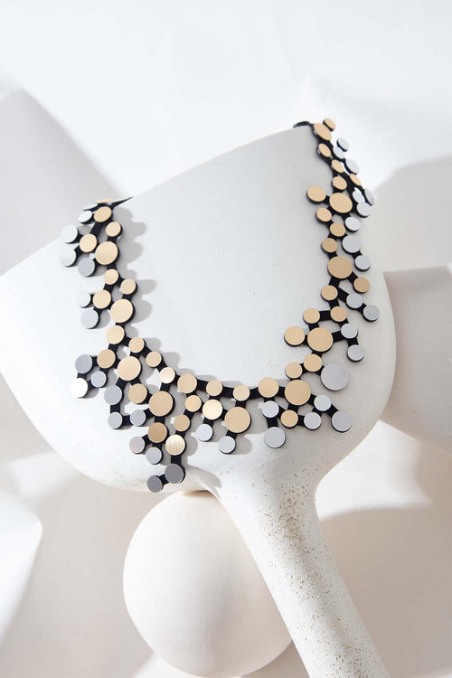 Abstraction Bib Necklace - Silver/Gold