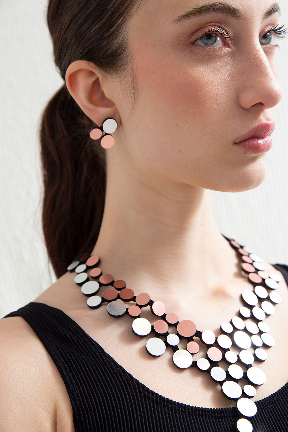 Abstraction Earrings - Silver/Cooper