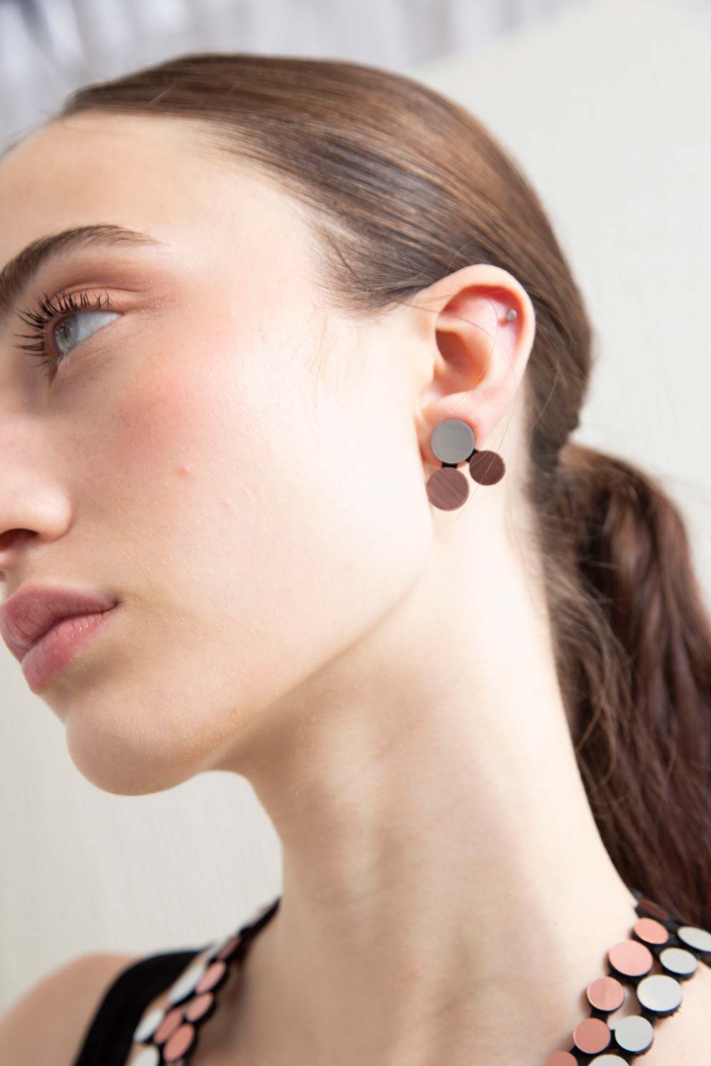 Abstraction Earrings - Silver/Cooper