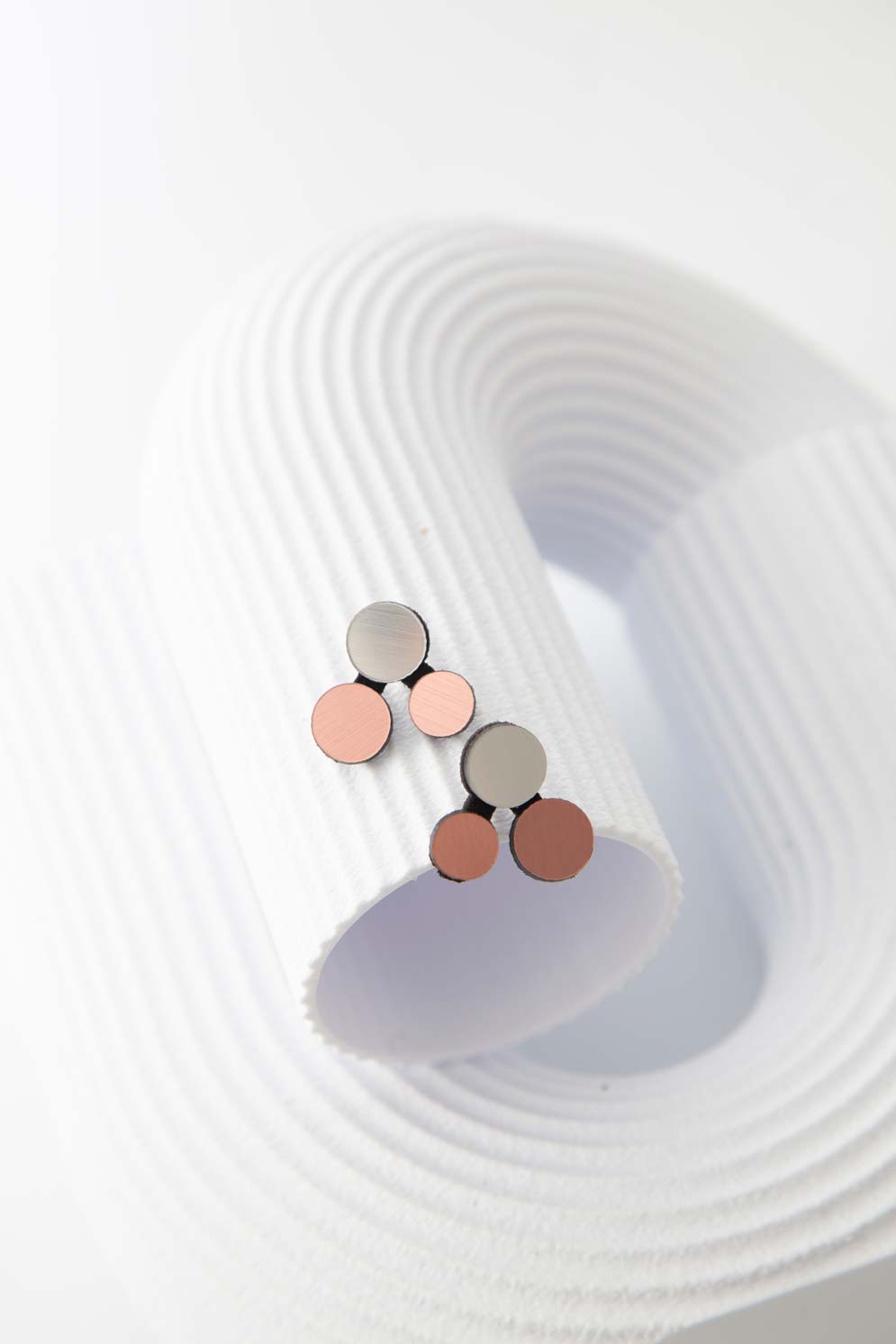 Abstraction Earrings - Silver/Cooper
