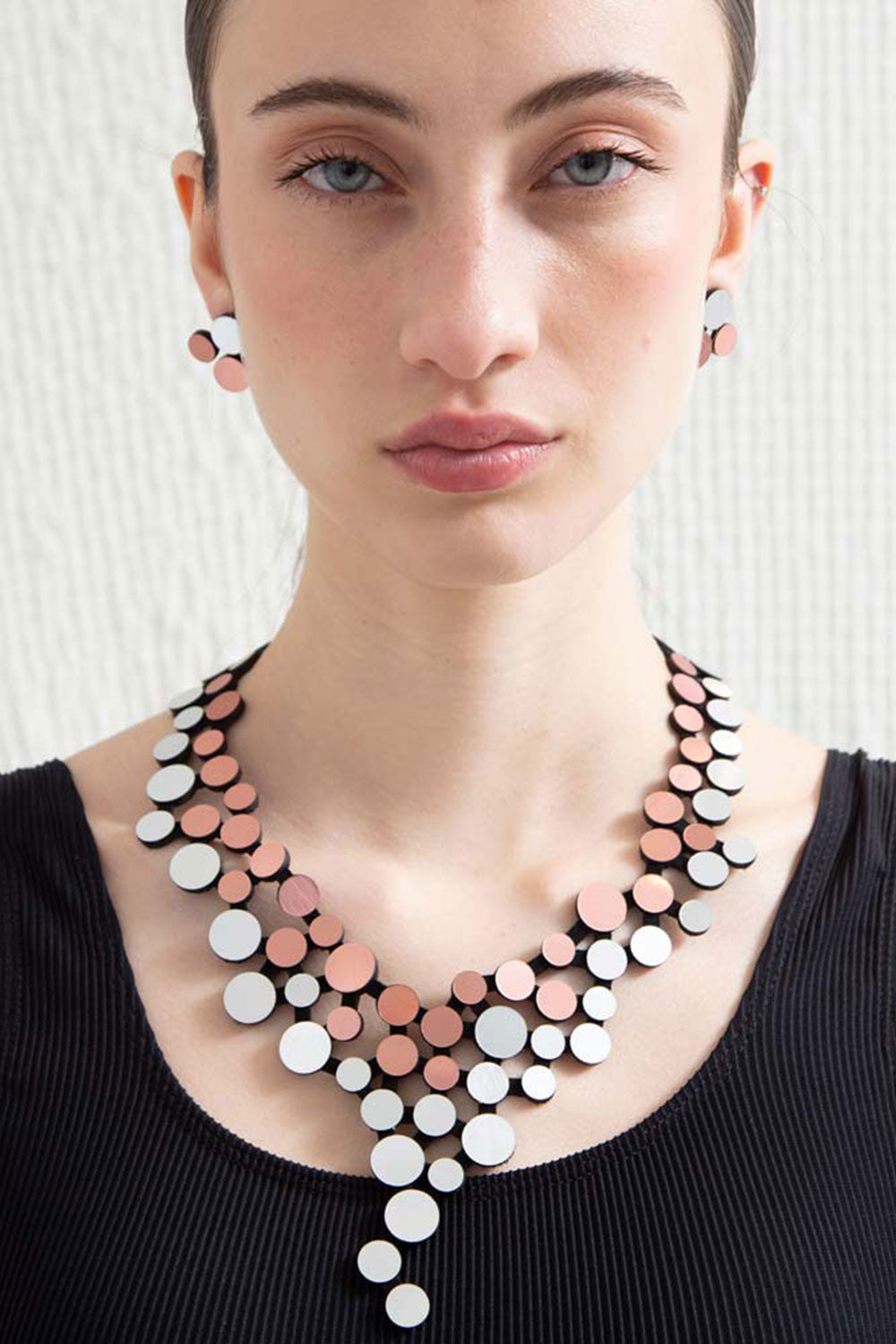 Abstraction V Edge Necklace - Silver/Cooper