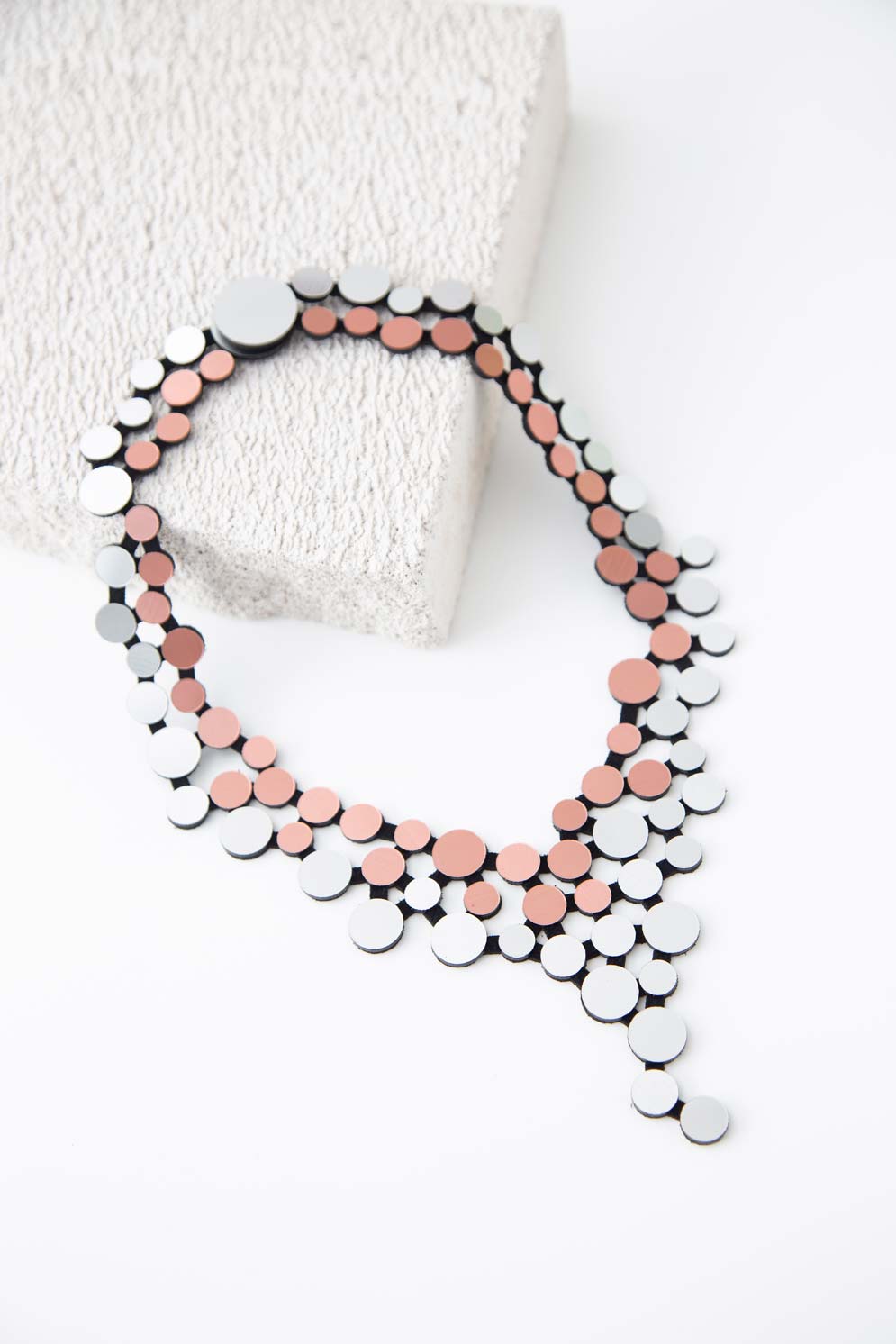 Abstraction V Edge Necklace - Silver/Cooper