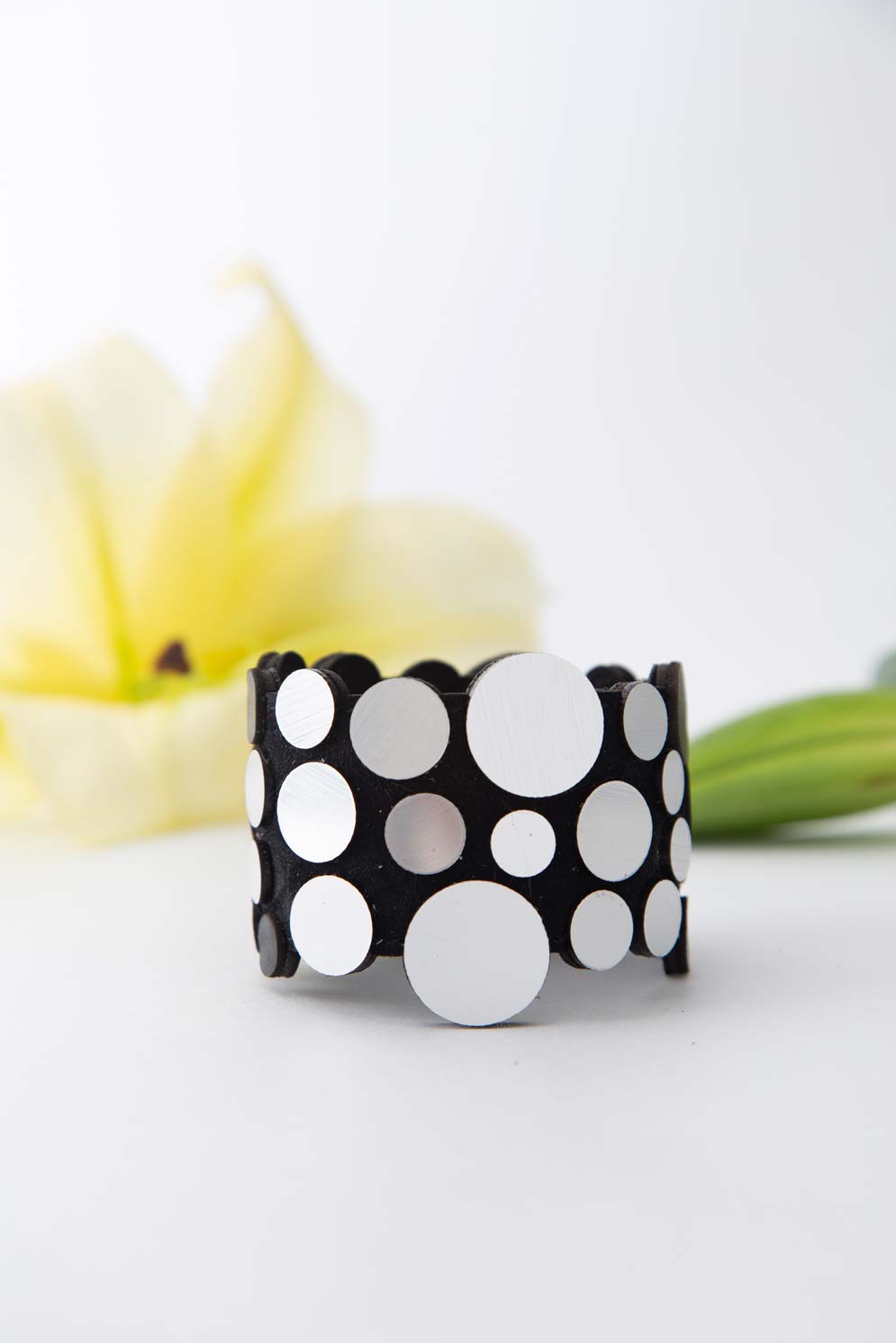 Abstraction Wrap Bracelet - Silver/Black