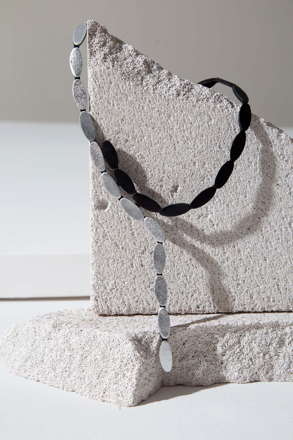Emma Y Necklace - Silver/Black
