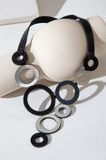 Frame V Circle Necklace - Silver/Black