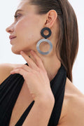 Frame Large Earrings - Silver/Black