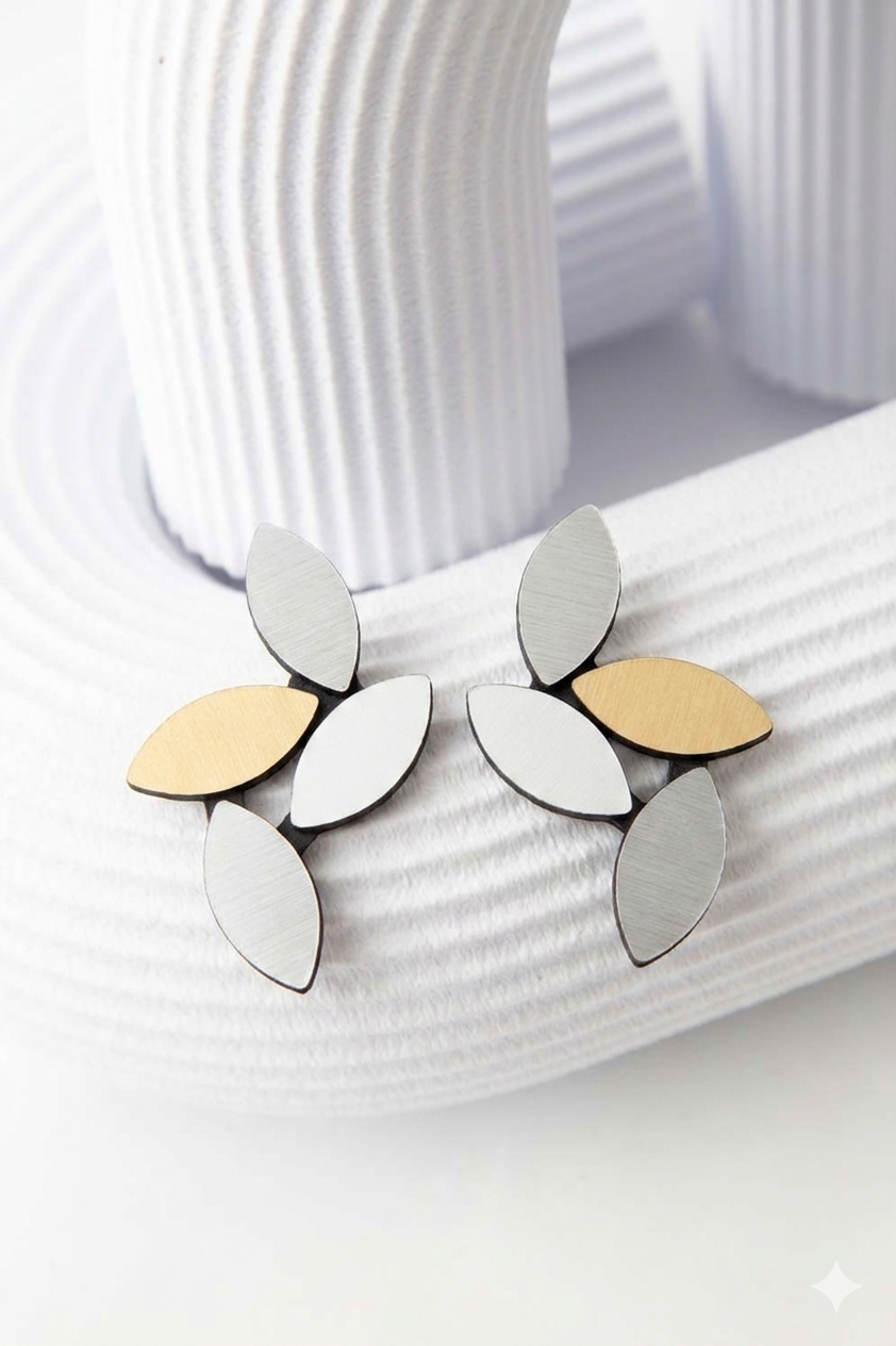 Kate Leaves Earrings Medium - Silver/Gold
