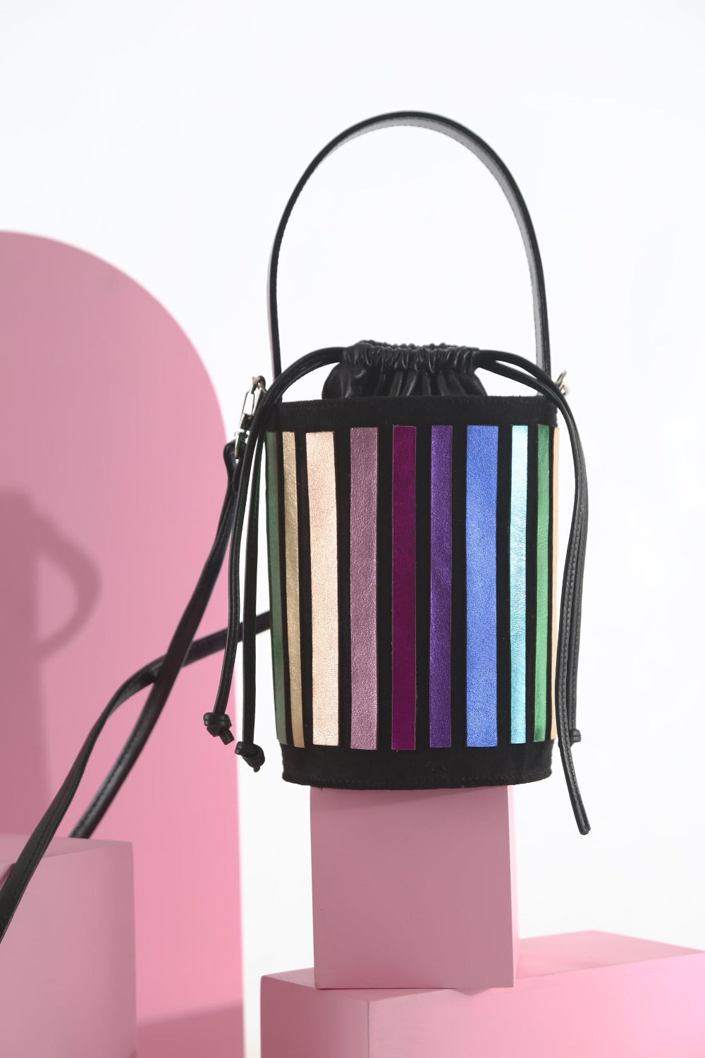 Pre-Order - Rainbow Bucket Leather Bag - Rainbow