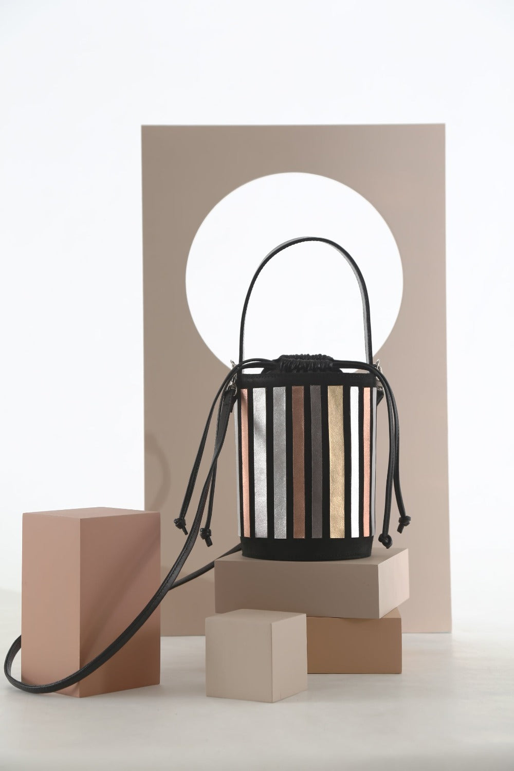 Pre-Order - Rainbow Bucket Leather Bag - Metallic Colors