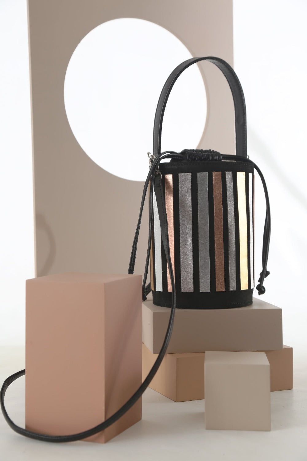 Pre-Order - Rainbow Bucket Leather Bag - Metallic Colors