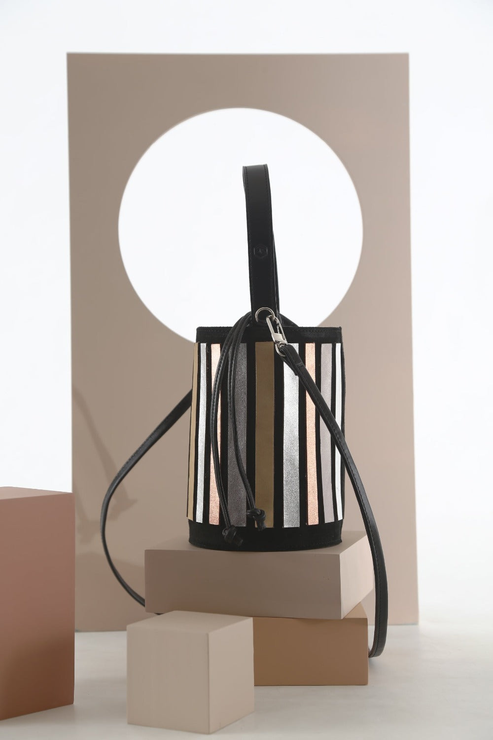 Pre-Order - Rainbow Bucket Leather Bag - Metallic Colors