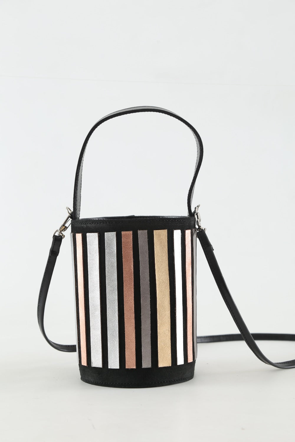 Pre-Order - Rainbow Bucket Leather Bag - Metallic Colors