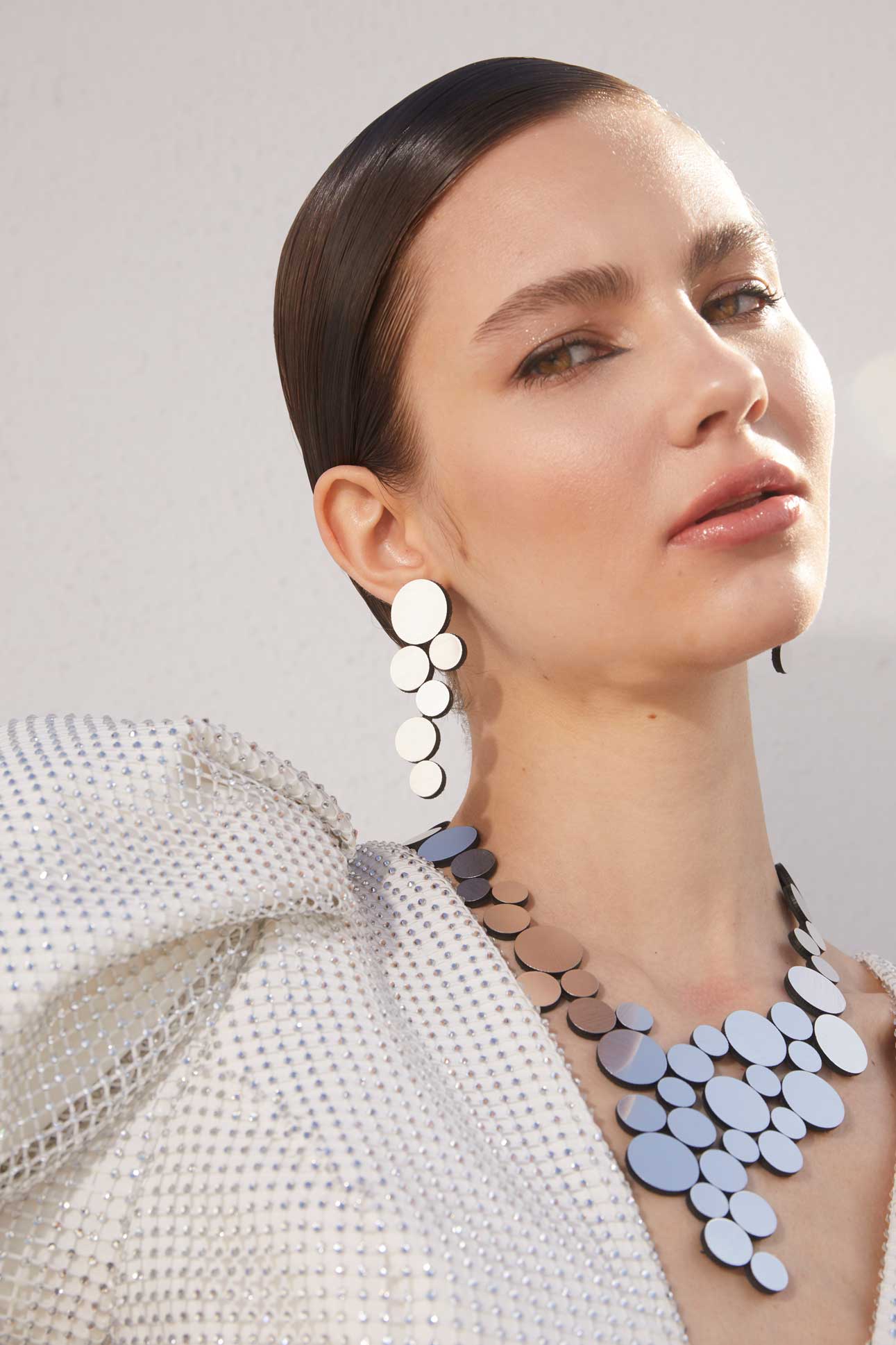 Abstraction Earrings Large -  Silver - Clip-On