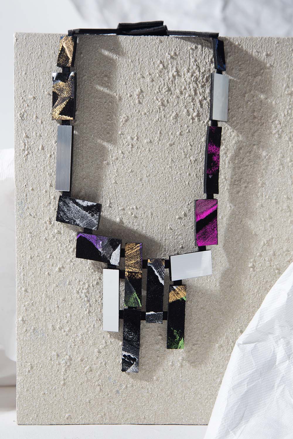 Klee V Necklace - Silver/Black/Rainbow