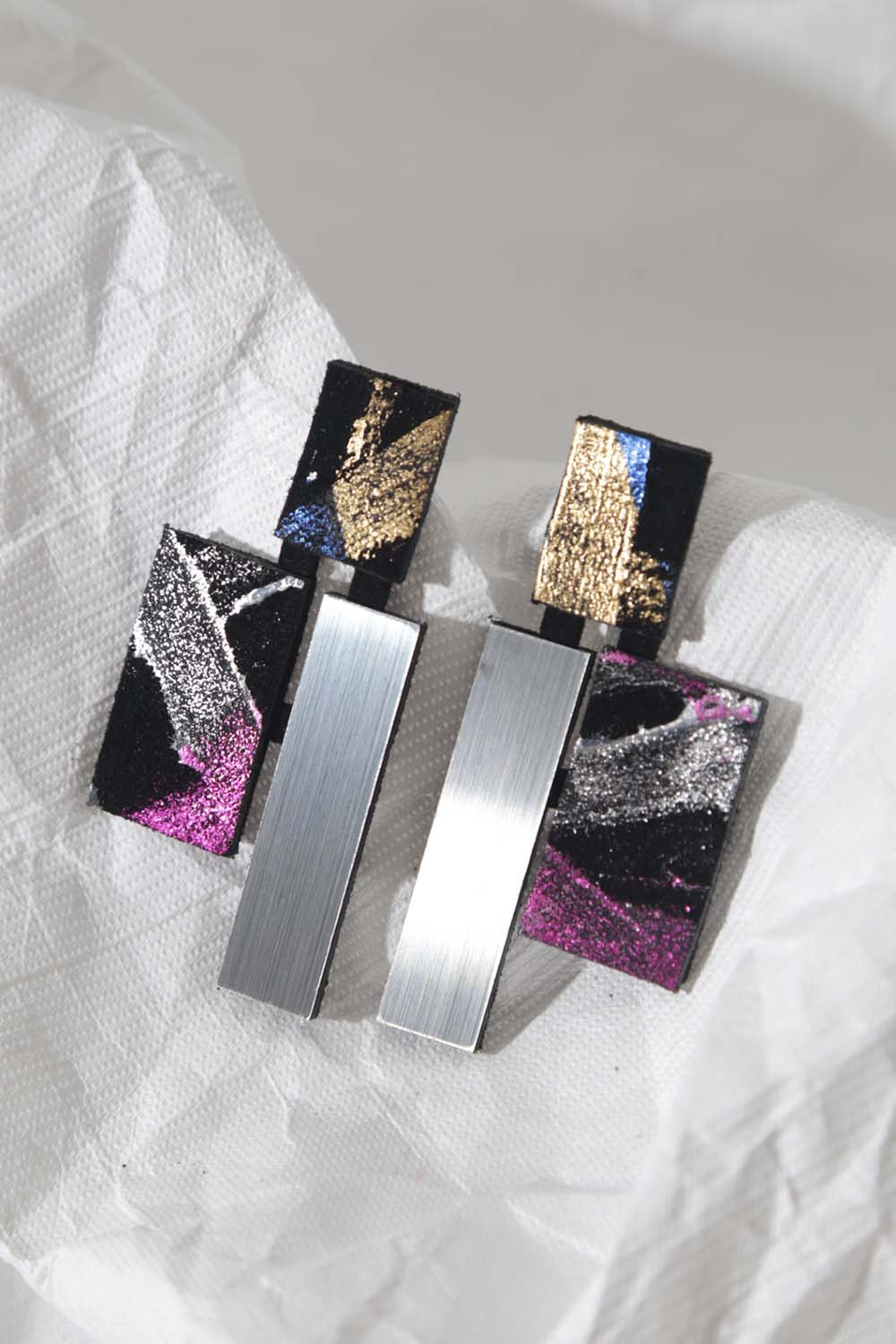 Klee Earrings - Silver/Black/Rainbow