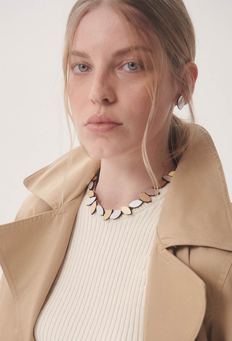 Kate Leaves Round Necklace - Silver/Gold