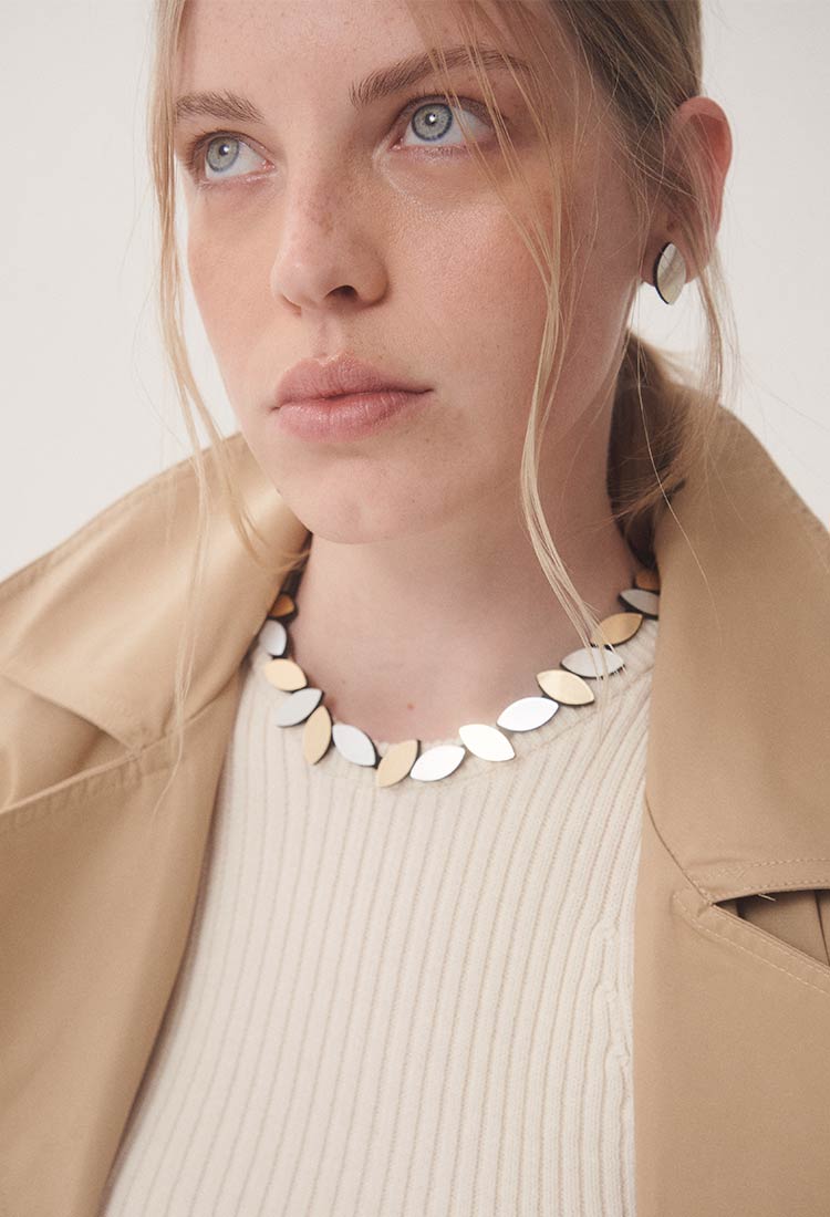 Kate Leaves Round Necklace - Silver/Gold