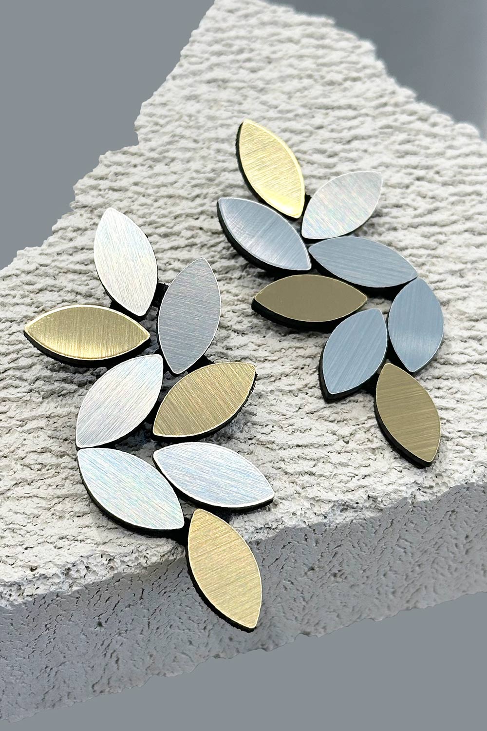 Kate Leaves Earrings Large - Silver/Gold