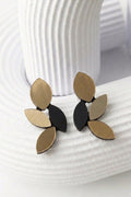 Kate Leaves Earrings Medium - Black/Gold - Clip-On