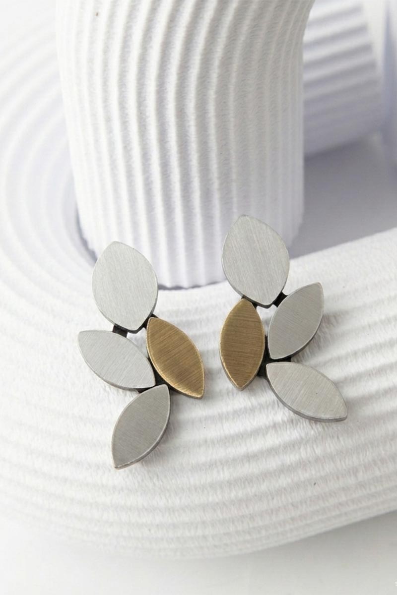 Kate Leaves Earrings Medium - Silver/Gold - Clip-On