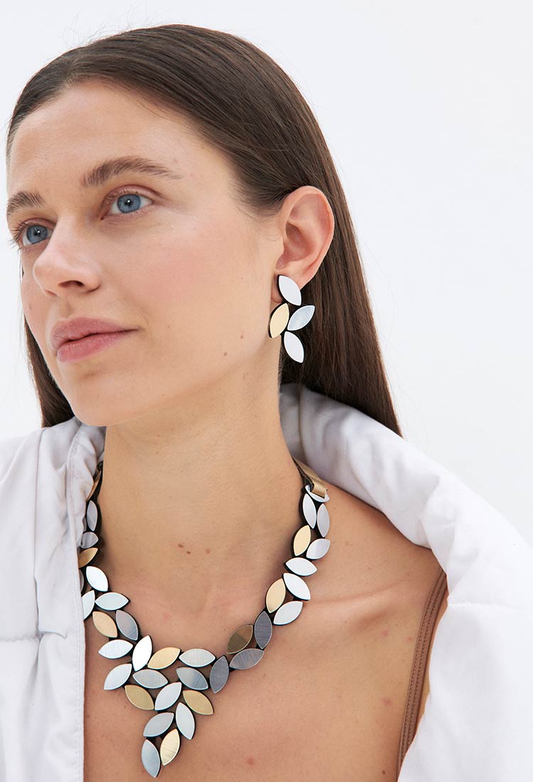 Kate Leaves Earrings Medium - Silver/Gold