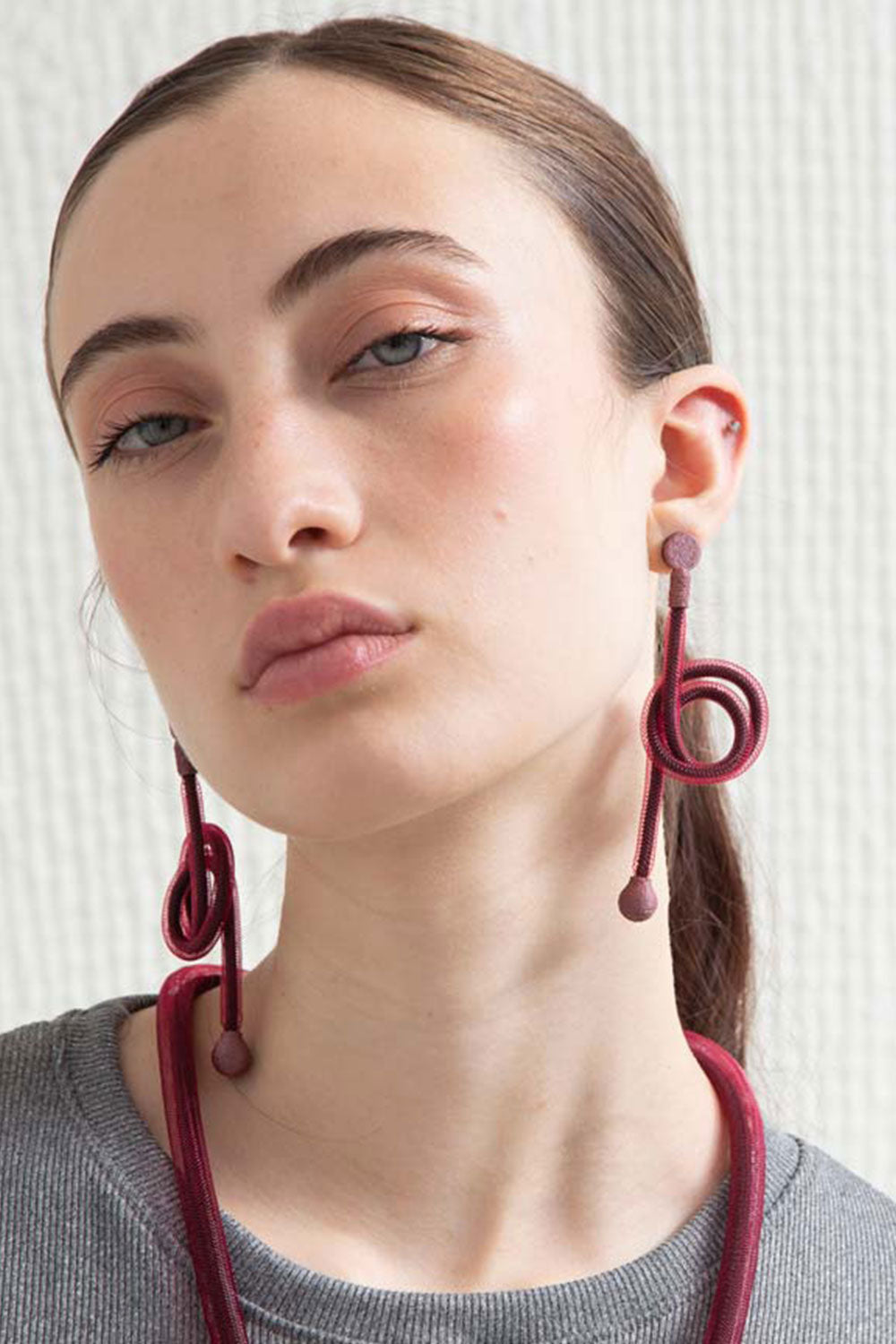 Life Knot Earrings - Burgundy