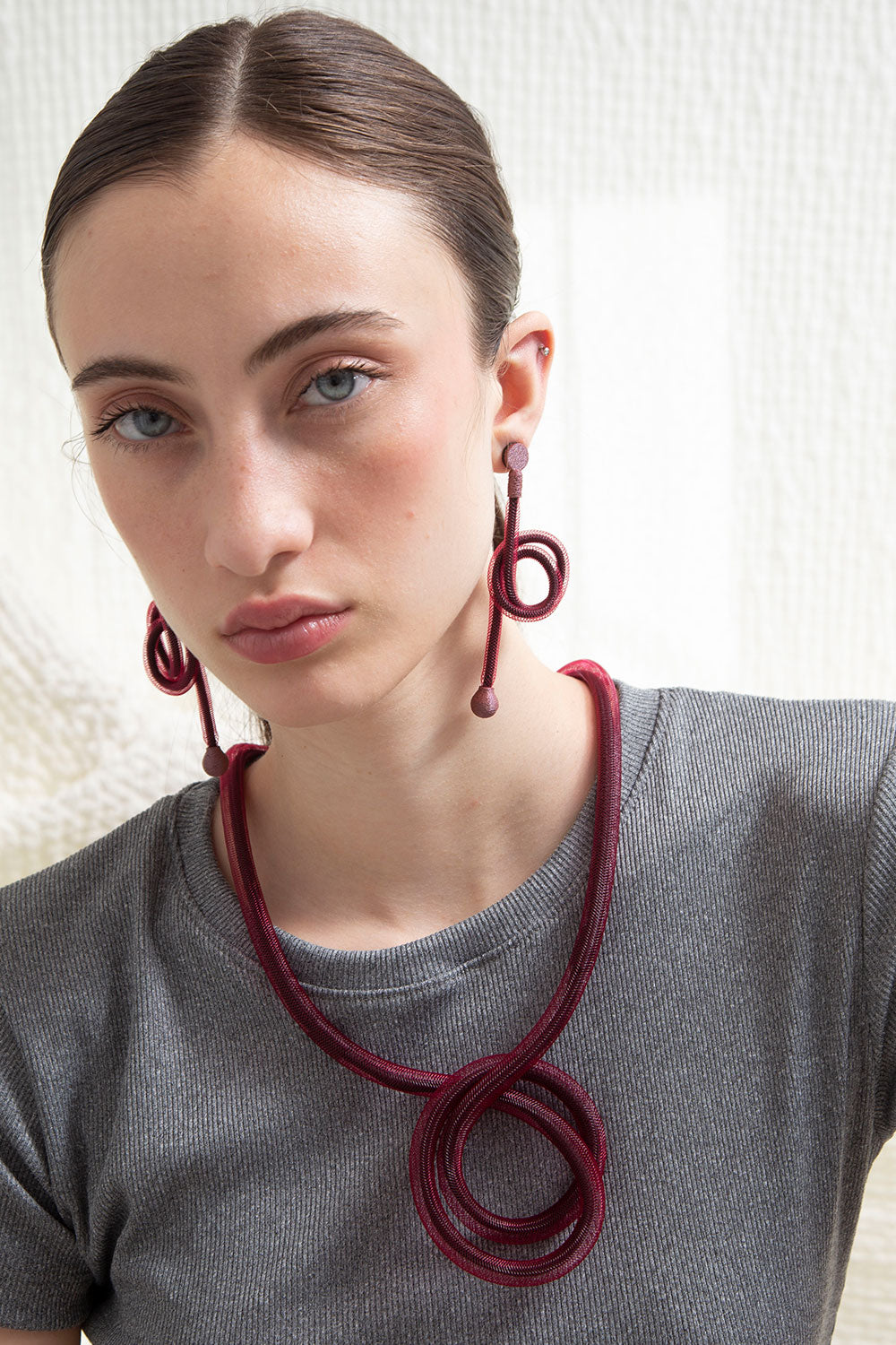 Life Knot Earrings - Burgundy