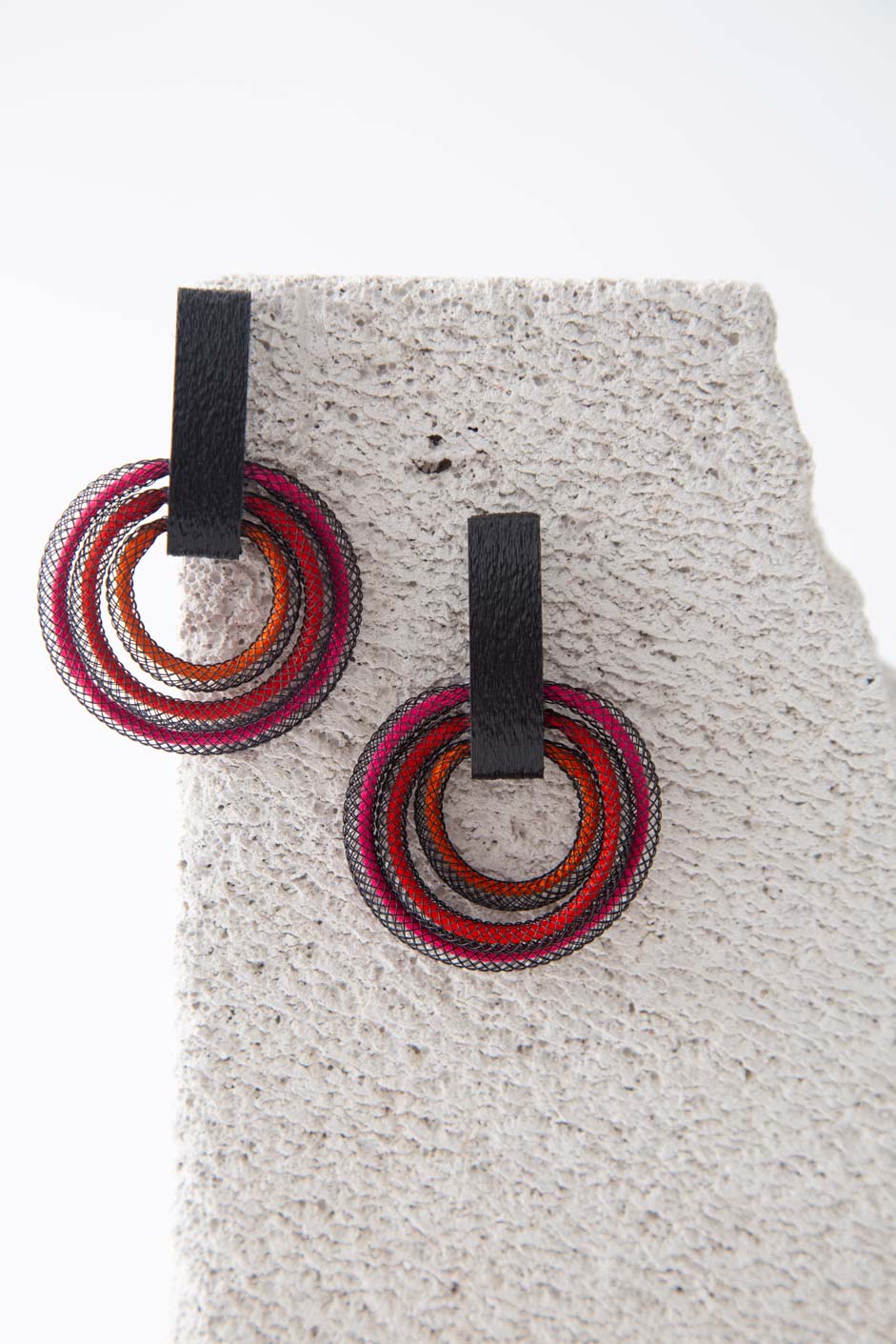 Life Circle Earrings -  Red/Pink
