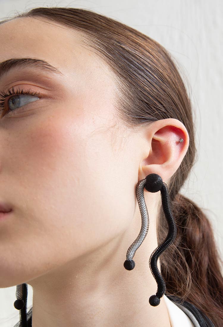 Life Earrings Waves - Black/White