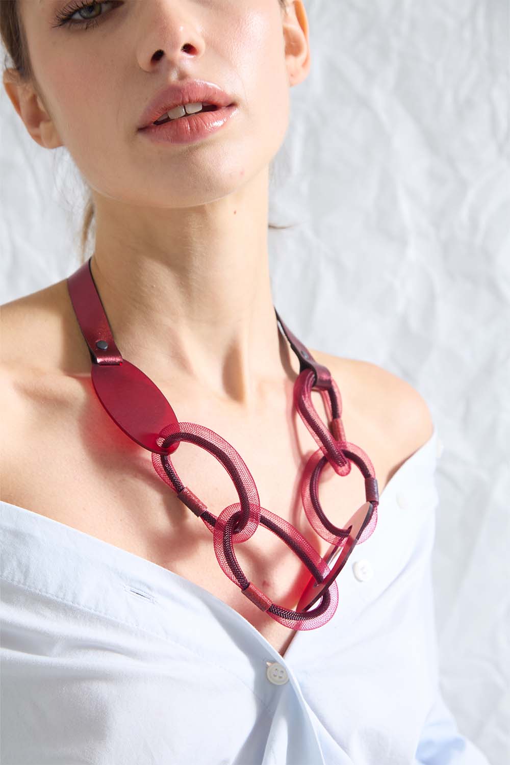 Miss Link Necklace Short - Burgundy