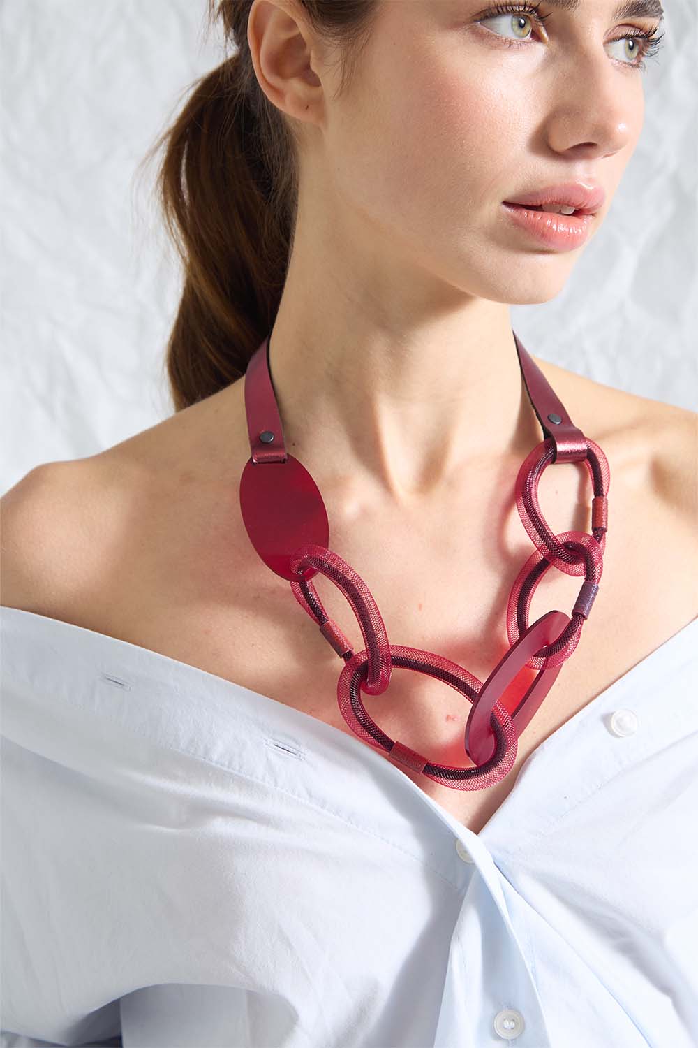 Miss Link Necklace Short - Burgundy
