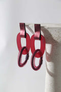 Miss Link Earrings Large - Burgundy