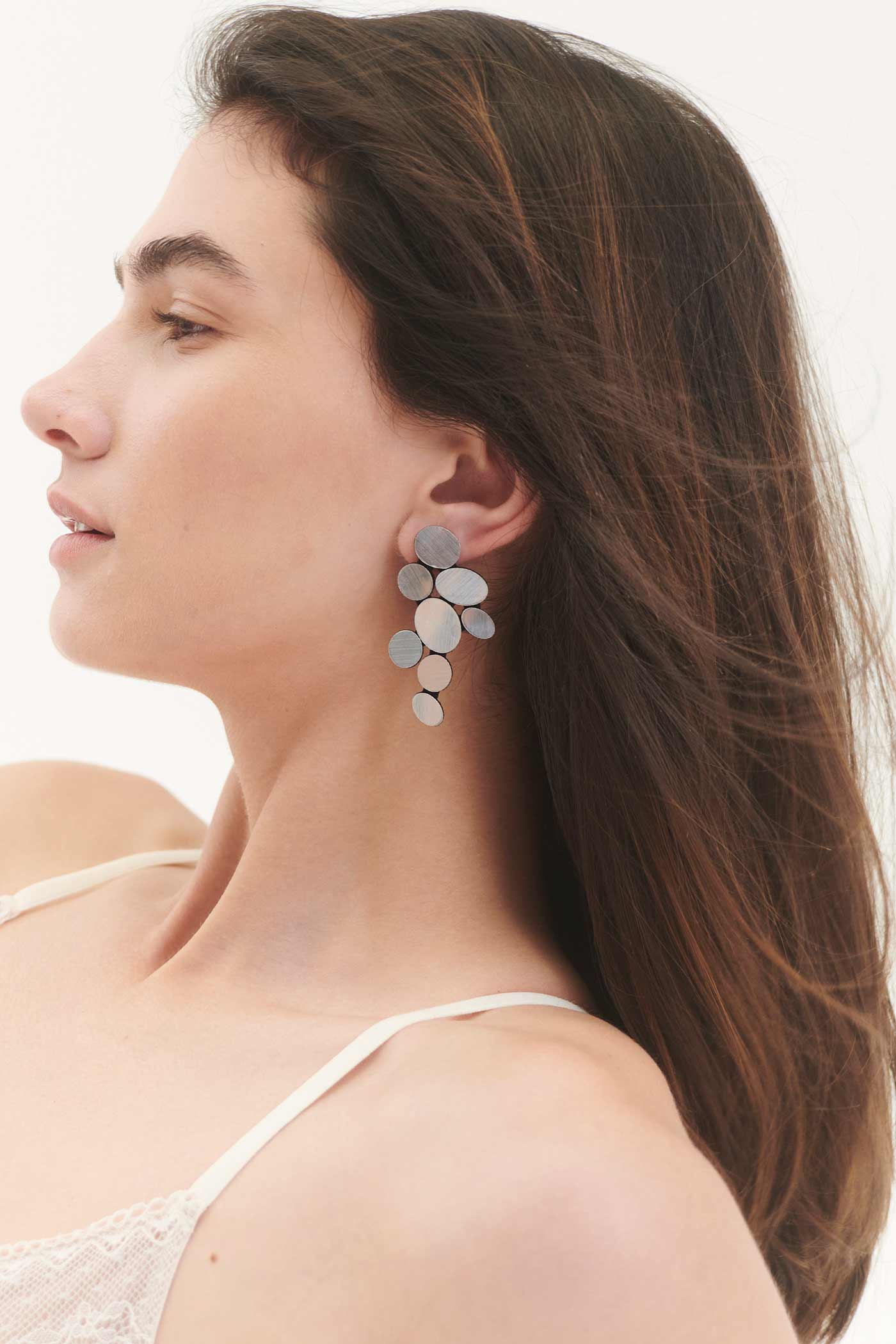 Organic Reflections Earrings Large - Silver