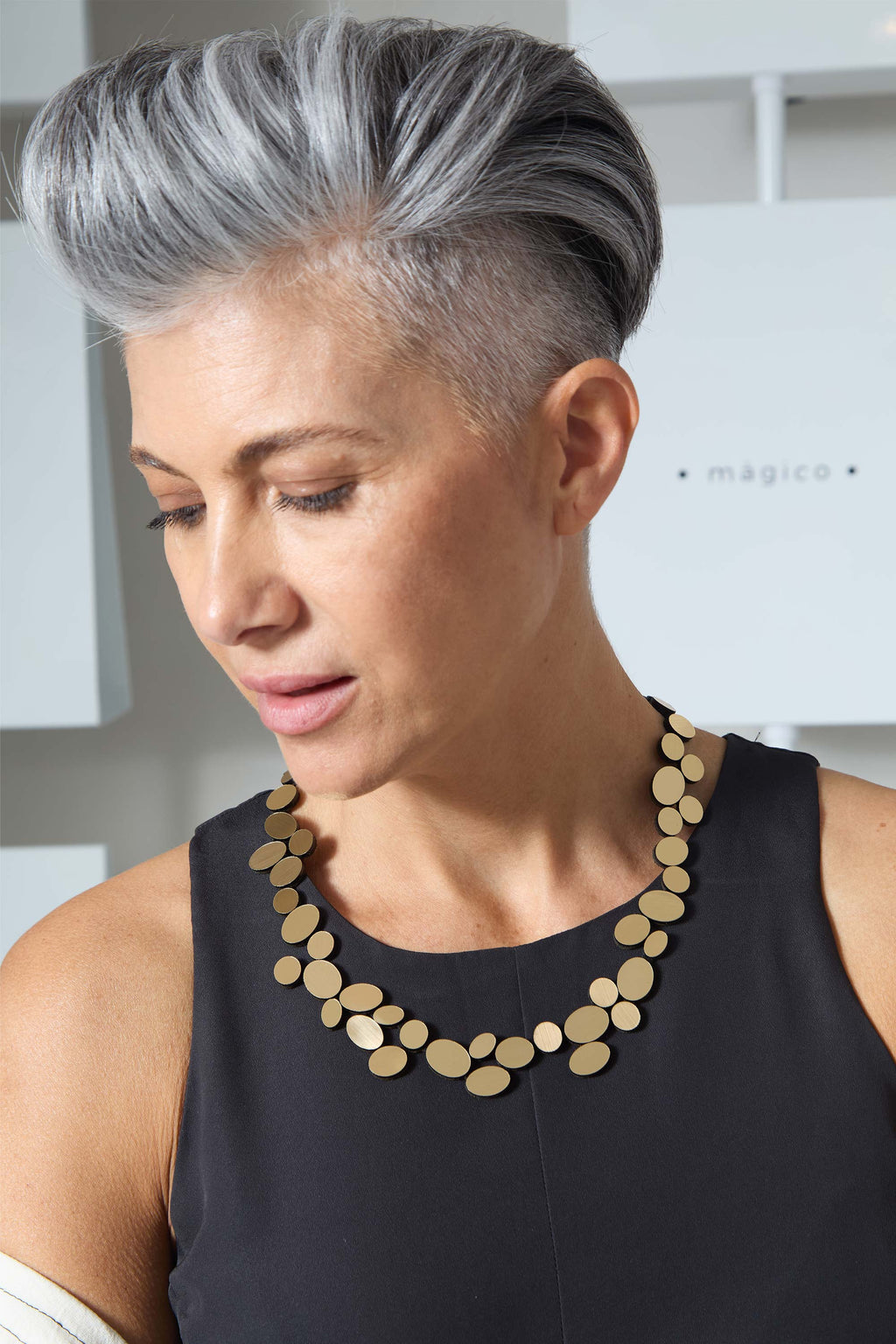 Organic Reflections Round Necklace - Gold