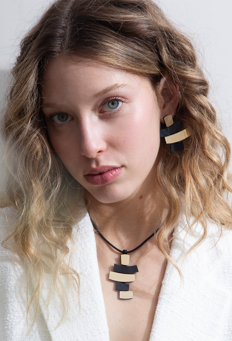 Piet Arc Earrings - Black/Gold
