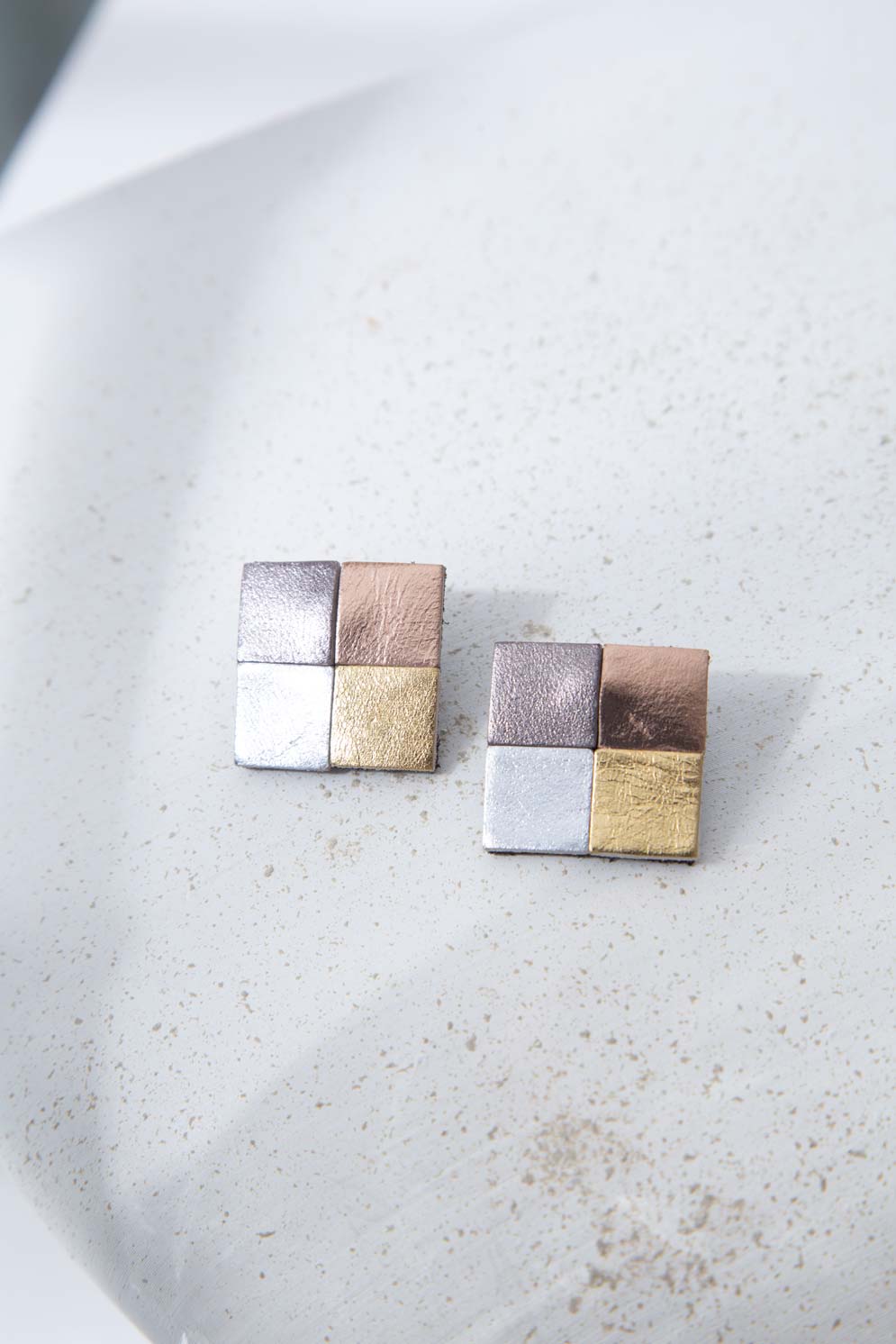Pixel Square Clip-On Earrings - Metallics