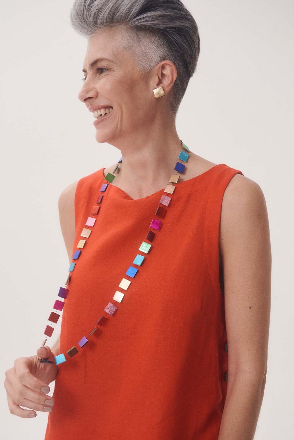 Rainbow Necklace Square Long
