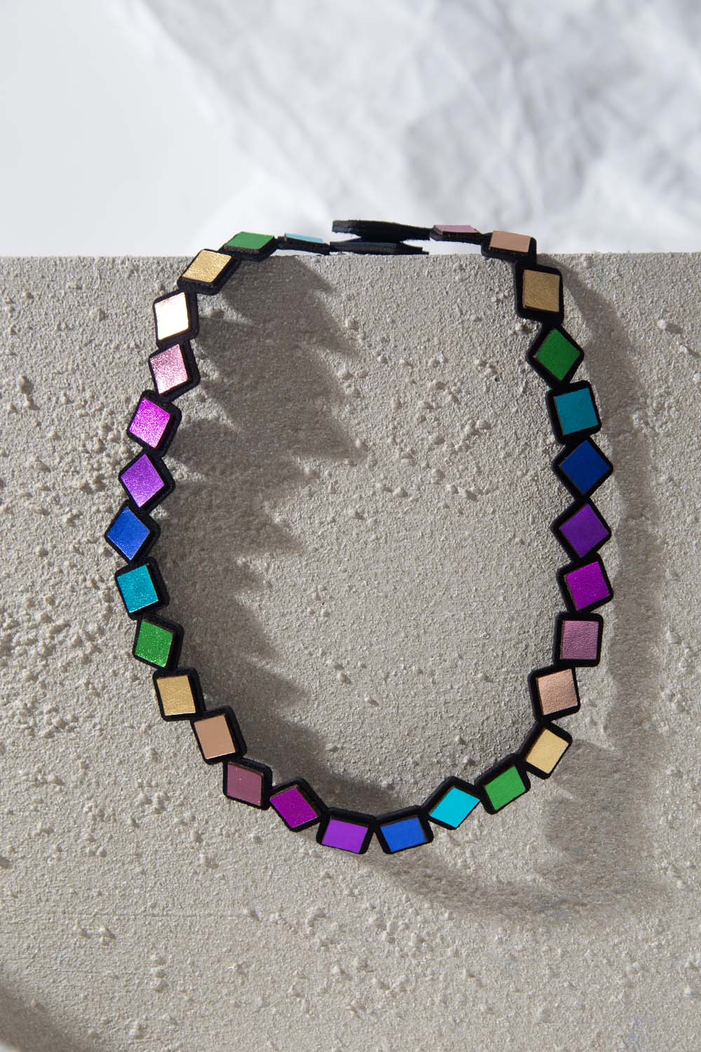 Rainbow Necklace Round Squares - Rainbow