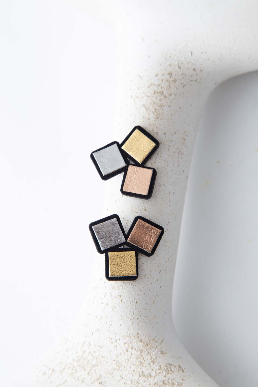 Rainbow Earrings 3 Squares - Metallics