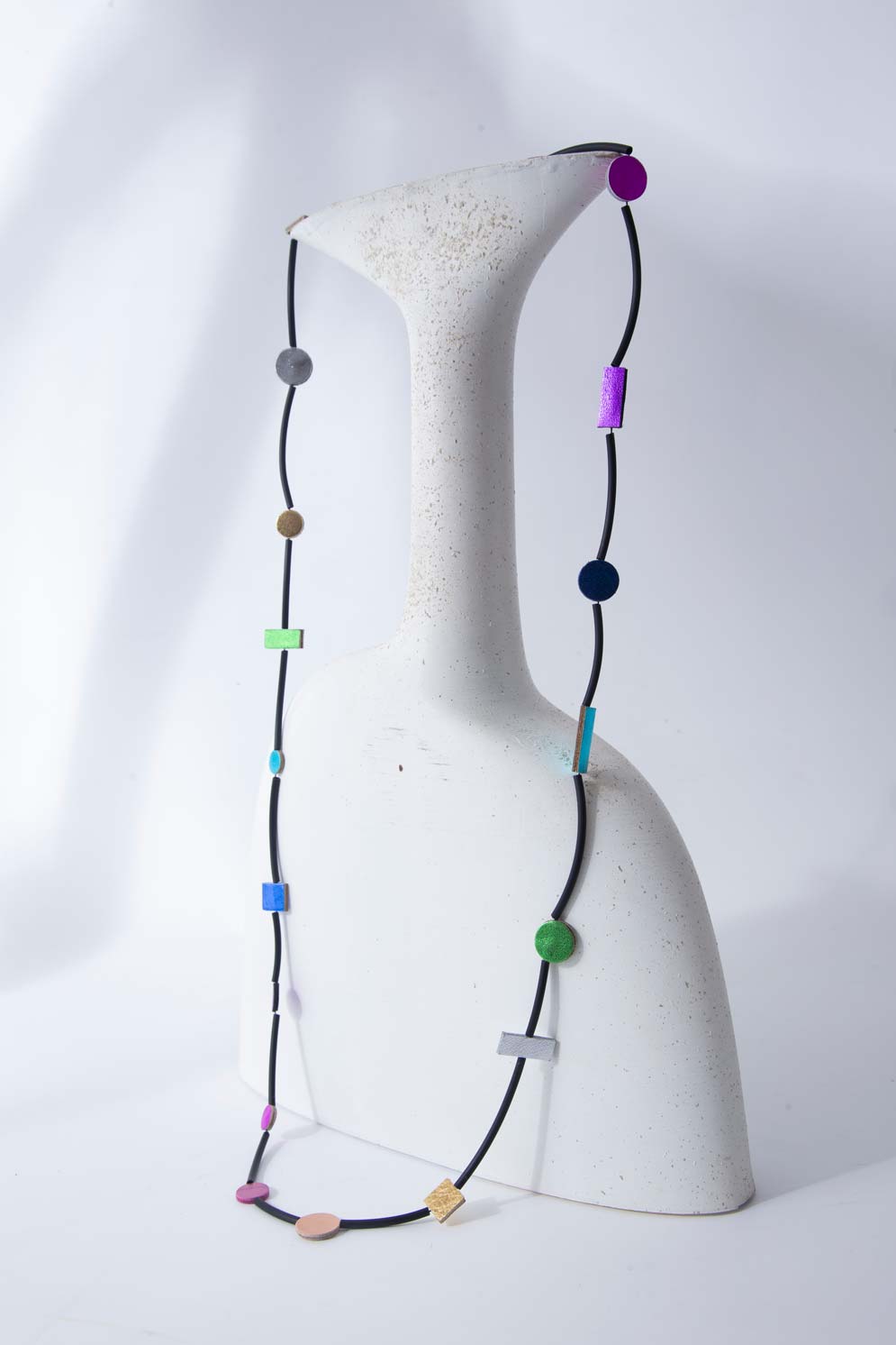 Rainbow Necklace Long Tubes-  Black/Rainbow