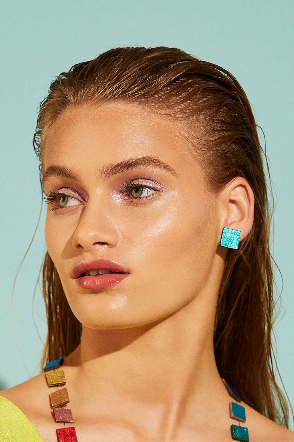 Rainbow Earrings Square - Gold