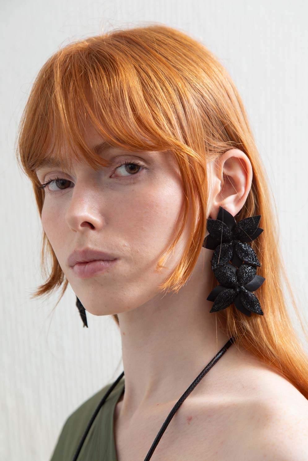 Isabella Flower Earrings - Black